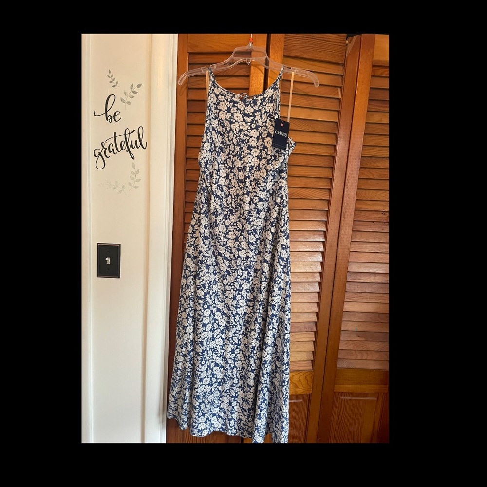 Chaps midi blue floral sundress (new) size XL